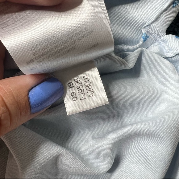 Adidas Allover Print 3 Stripe Logo Golf Polo in Blue - Picture 7 of 7